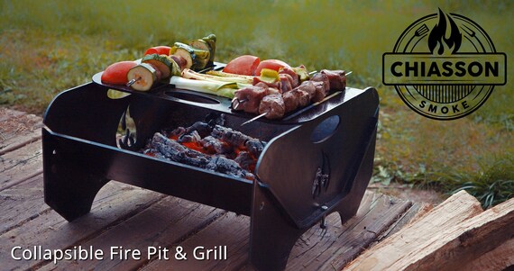 Collapsible Fire Pit Grill Combo Free Shipping Etsy