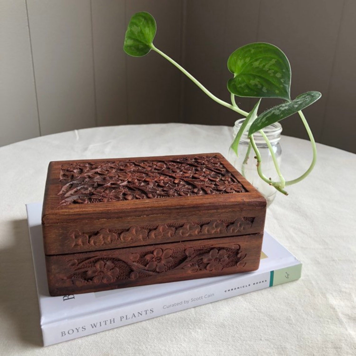 Carved Wooden Box Etsy
