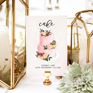 Kuchen / Cupcakes / Getränke Menü Geschmack Hochzeit Schild Illustration, Essen & Getränke Menü, Food Illustration Printable