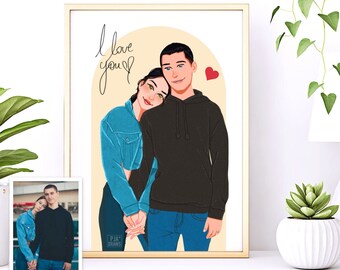 Custom Cartoon Portrait: Personalized Pet & Couple Illustration (Digital File)