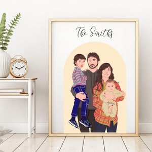 Custom Family Portrait, Family Illustration, Family Gift, Personalized Gift for Family, Christmas Gift, Digital family portrait with pets