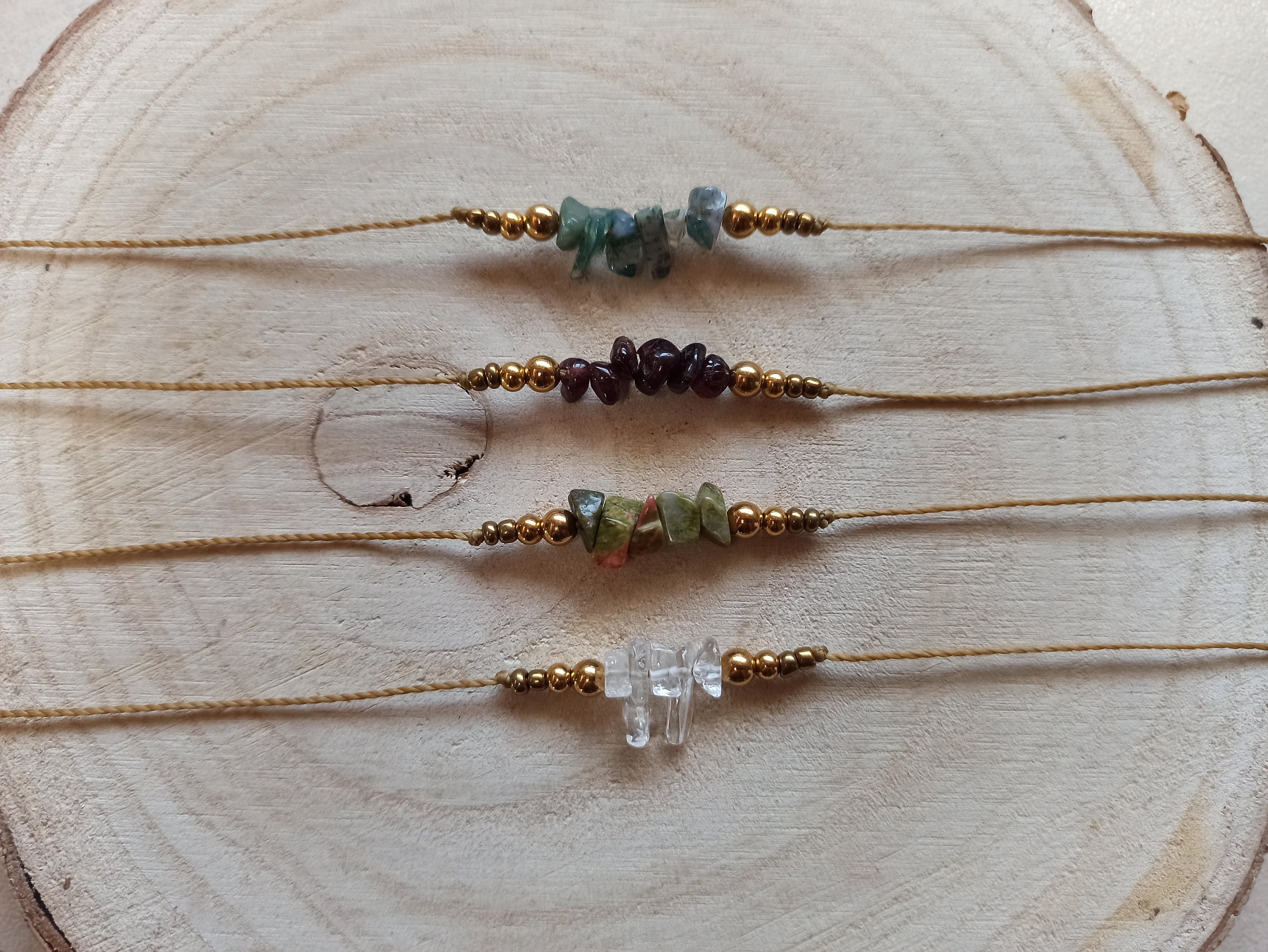 Tobilleras minerales tobillera cuarzo tobillera granate Etsy