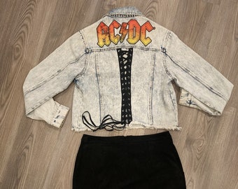 Ac Dc Denim Jacket - Etsy
