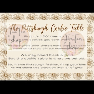Pittsburgh Cookie Table Print Out PDF PNG digital file only Cookie table sign cookies pittsburgh