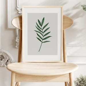 Palm Leaf Wall Art Print, Green Botanical Art, Minimalist Nature Poster, Tropical Leaf Illustration, Jungle Leaf Wall Print, Scandi Boho Art