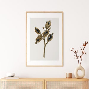 Arte impressa de galho de amora preta, decoração boho de outono, arte de parede de amora de fazenda, decoração botânica de outono, arte impressa de planta rústica de outono, frutas vermelhas de outono
