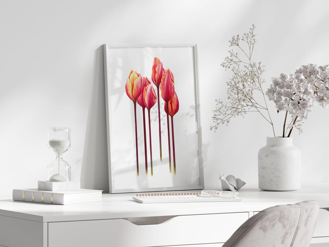 Red and Orange Tulips Watercolor Art Print: Botanical Wall Decor - Etsy