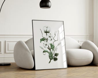 Sage Green Plant Art Print: Botanical Watercolor Wall Decor