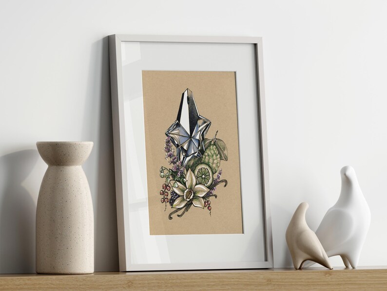 Stampa artistica del profumo Angel di Thierry Mugler: decorazione femminile per la toeletta immagine 2