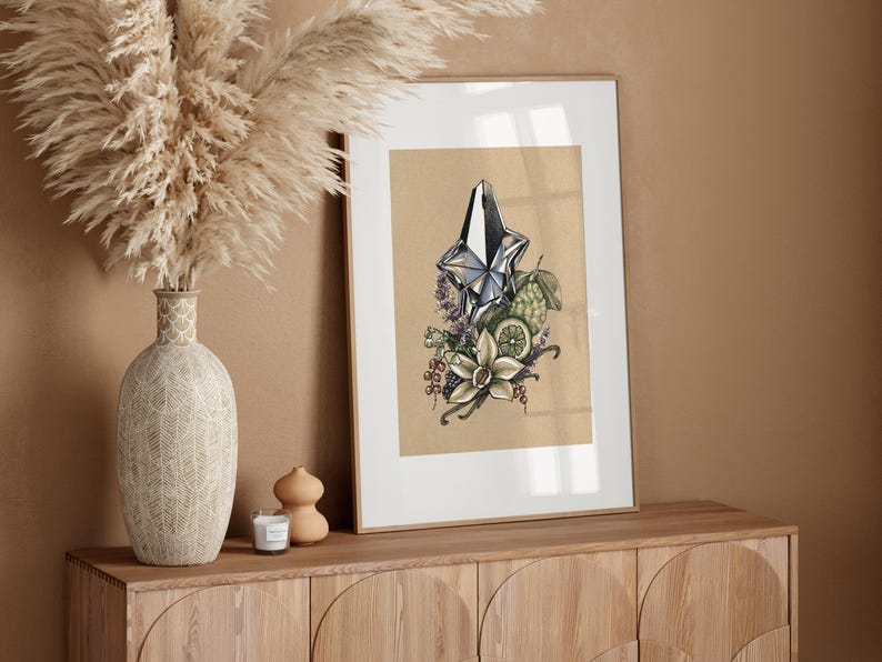 Stampa artistica del profumo Angel di Thierry Mugler: decorazione femminile per la toeletta immagine 7