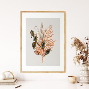 Herbst Farn Blatt Druck, Herbst Bouquet Poster, Botanisches Aquarell, Herbst Galeriewand, Neutral Wohnzimmer Kunstdruck, Sepia Boho Wandkunst