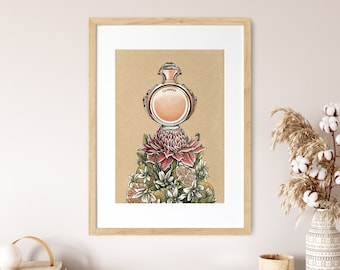 Stampa artistica del profumo Olympéa di Paco Rabanne: decorazione da toeletta femminile