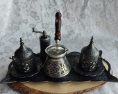 Turkish Coffee Set, Greek Arab Coffee Set, Copper Coffee Pot, Coffee Cup, Handmade Copper Coffee Pot, Christmas gift, Copper Tray