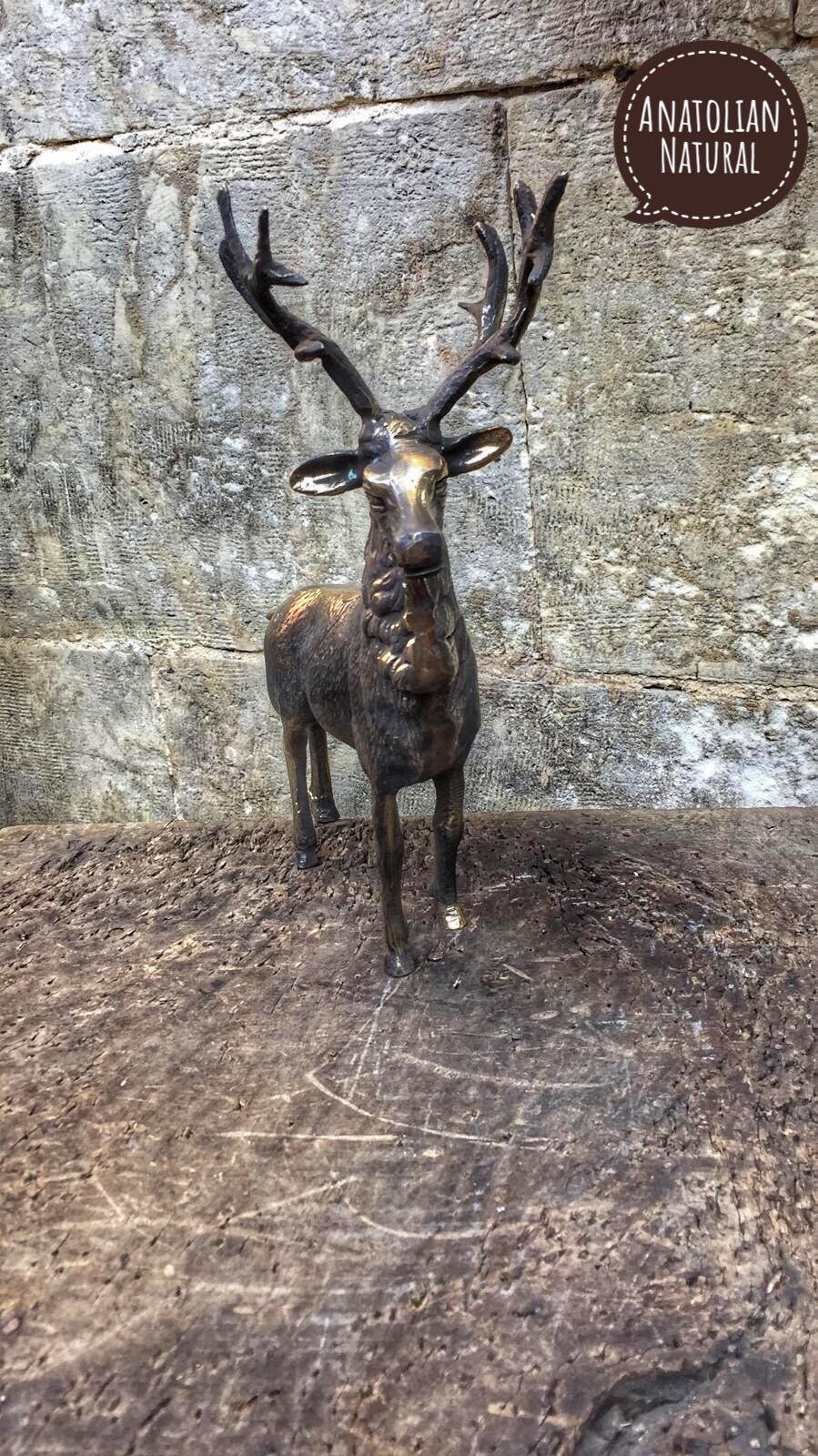 Copper Deer Sculpture Handmade Brass Deer Bibelot Home Etsy