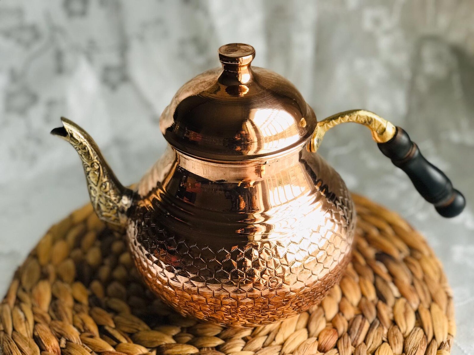 Handcrafted Tea Kettle Turkish Copper Teapot Copper Kettle Etsy