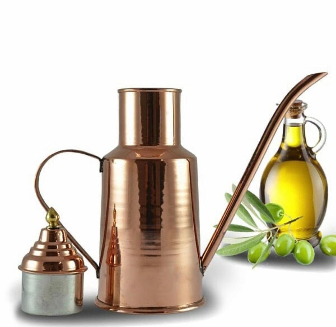 Copper Oil Bottle Tinned Copper Bottle Authentic Copper Etsy