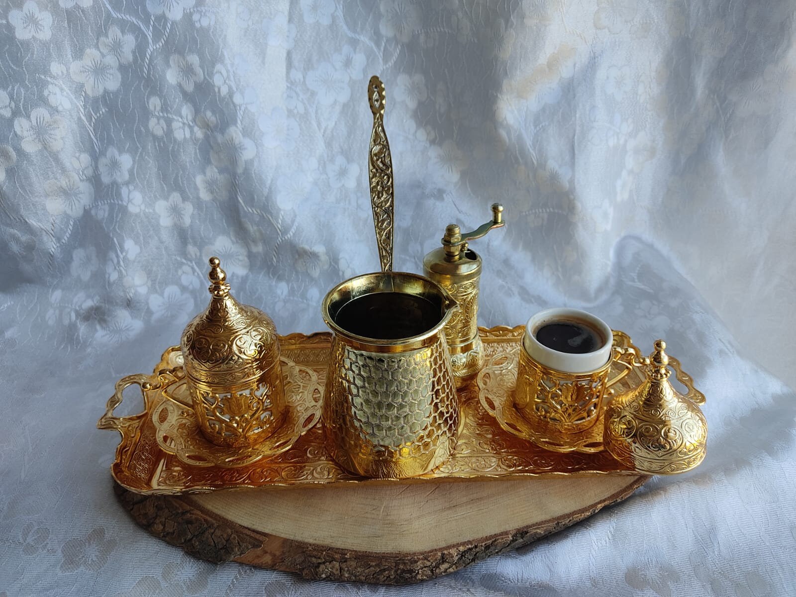 Turkish Coffee Set Gold Copper Coffee Pot Turkish Coffee Set | Etsy