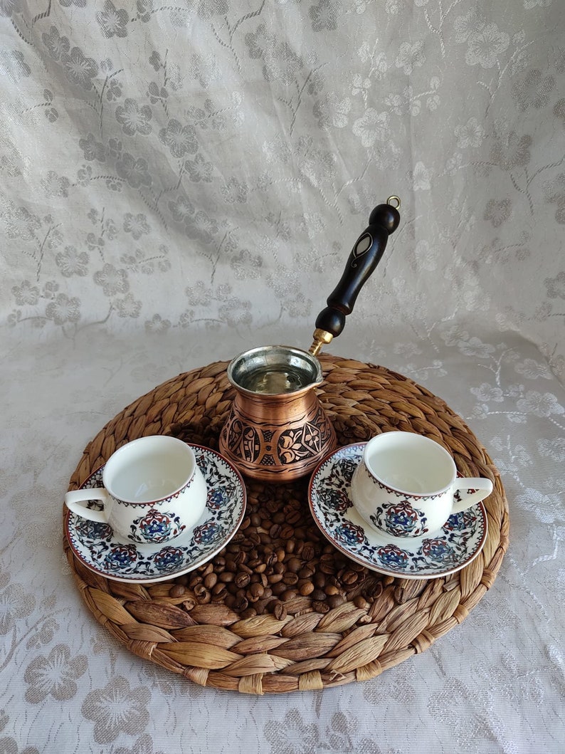 Turkish Coffee Set Copper Coffee Pot Traditional Turkish Etsy