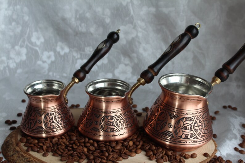 Olla de café de cobre hecha a mano cafetera Dallah juego