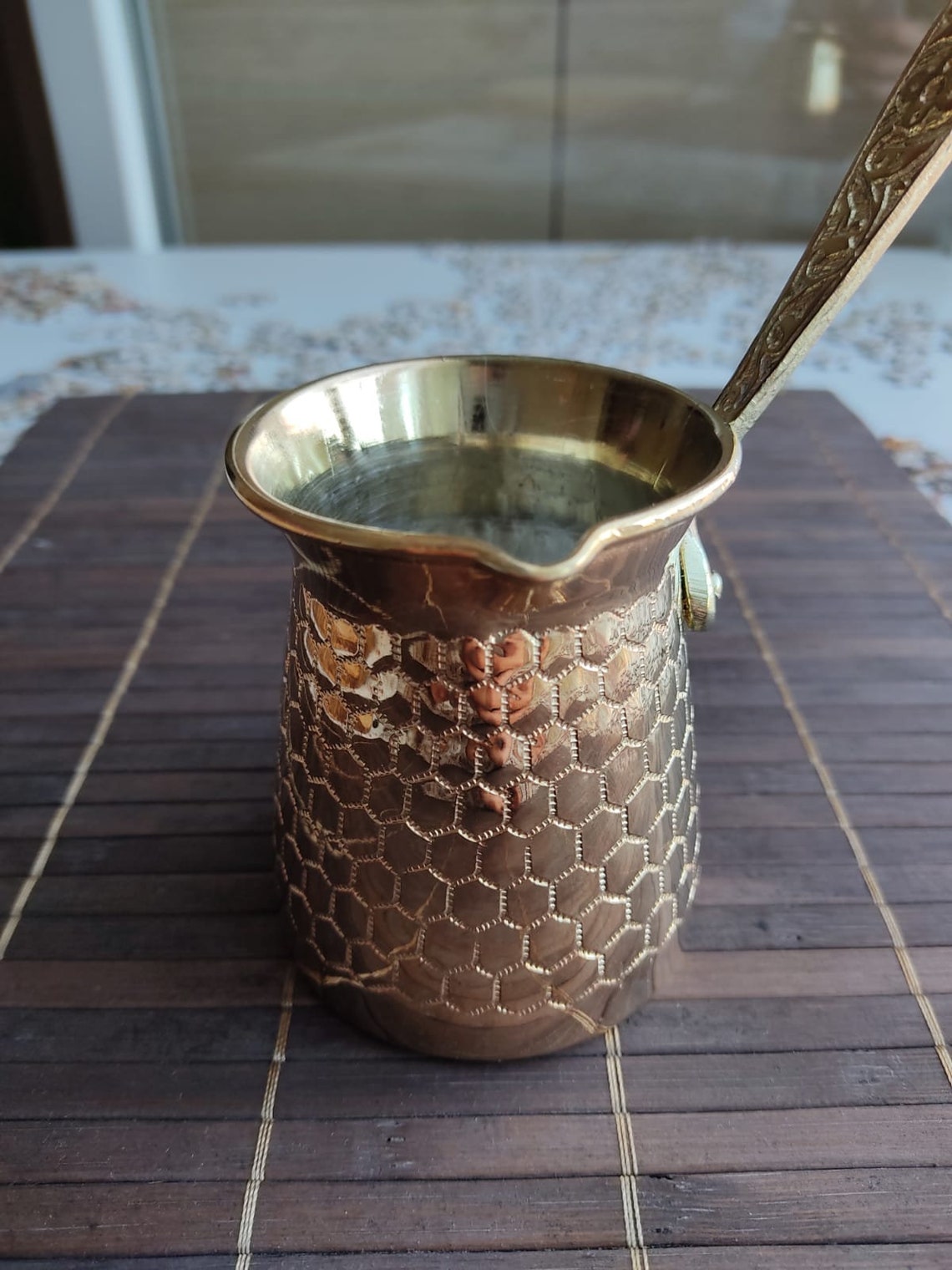 Handmade Gold Copper Coffee Pot Turkish Armenia Arab Greek Etsy