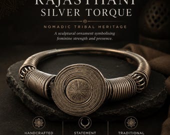 Museum-Quality Antique 1930s Nomadic Silver Tourk Necklace, 433g Heavy Collar, Aged Patina Statement piece. Invest in Ethnographic Jewellery