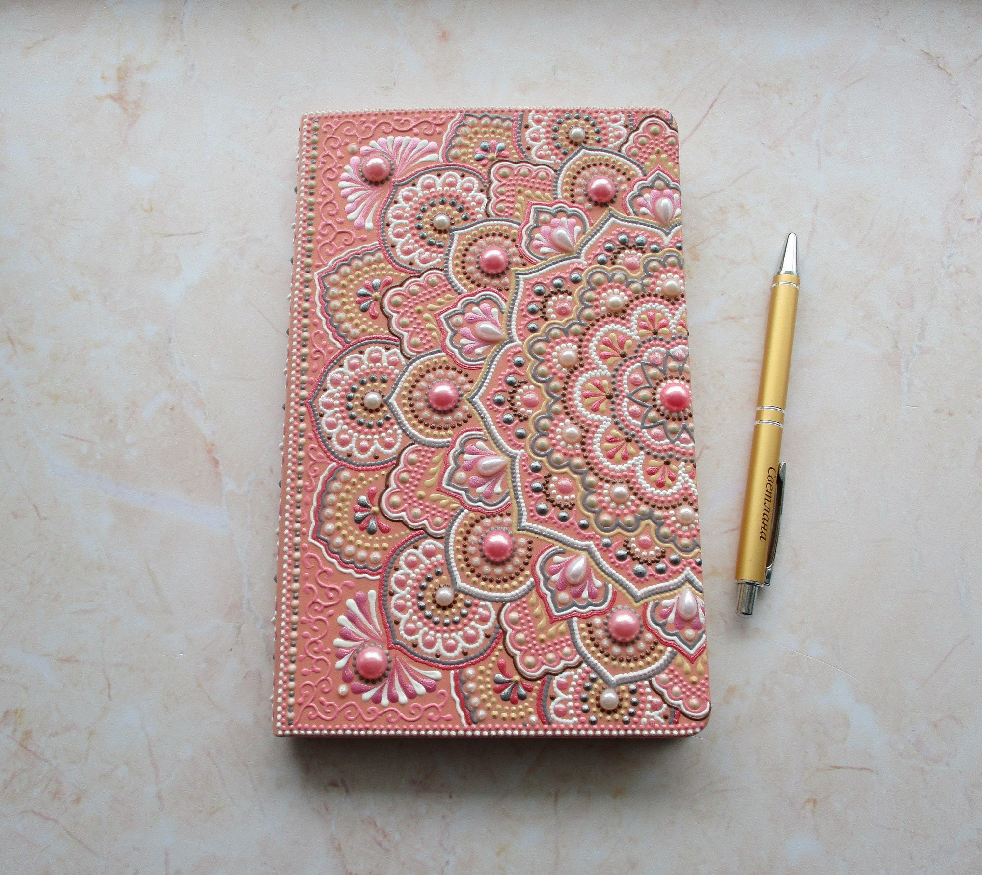 Cuaderno Mandala Rosa Cuaderno De Tapa Dura Cuaderno Pintado Etsy