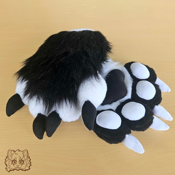 Memento Mori Fursuit Puffy Mochi Paws, Soft Claws, Handpaws, Black and White, Cosplay Gloves, Cat, Puppy, Wolf, Fox, Furry | Ready to Ship