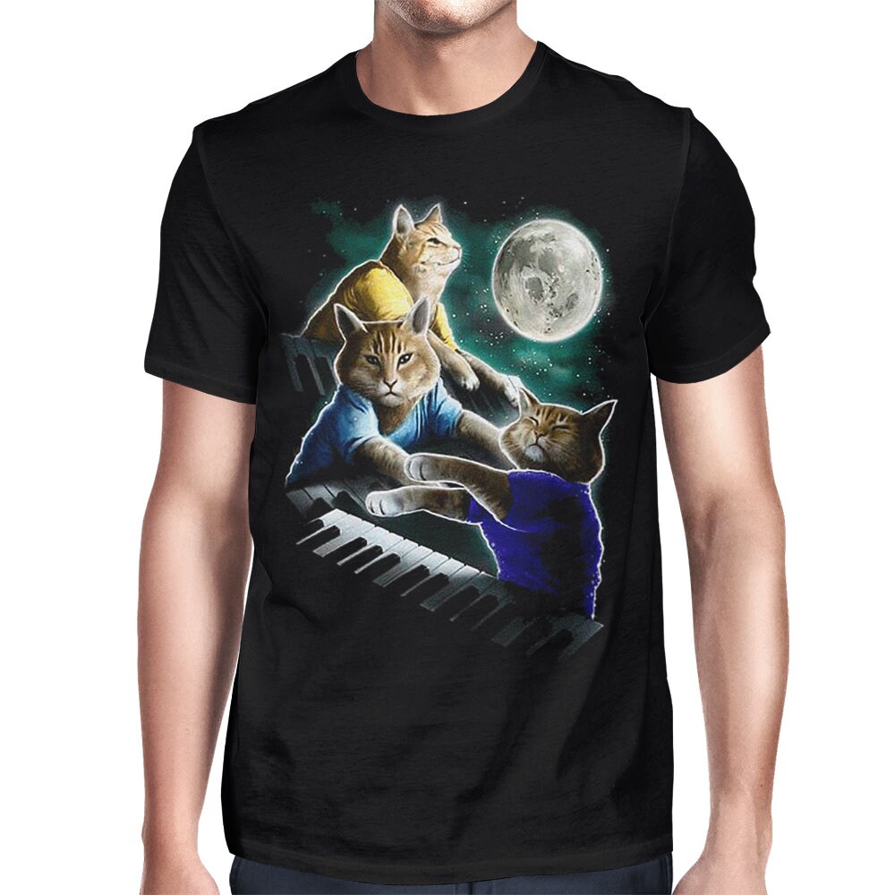 Keyboard Cats Fullmoon Funny TShirt Cats Musicians Cool Tee Etsy