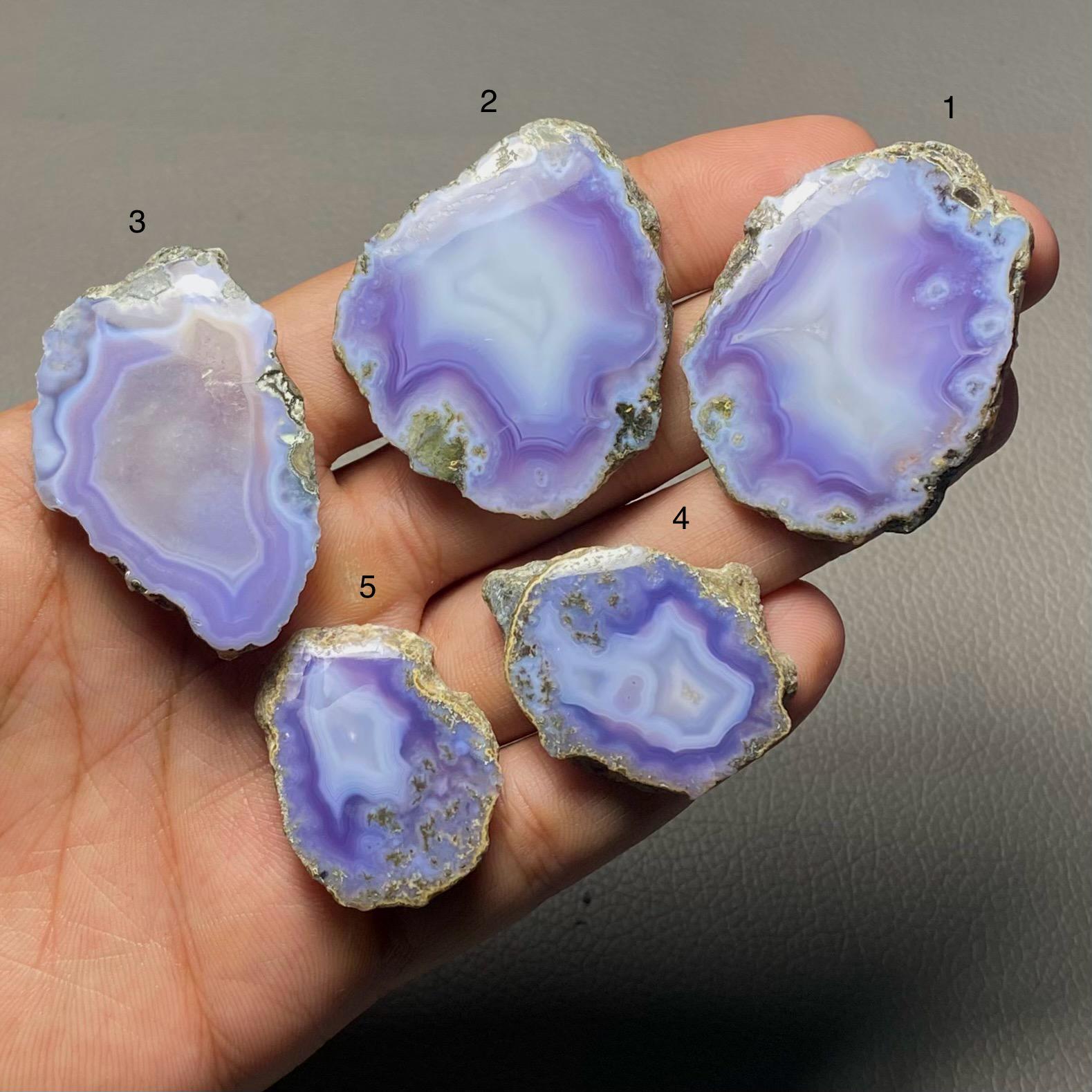 Lavender Chalcedony Slice Top Grade Quality 100% Natural