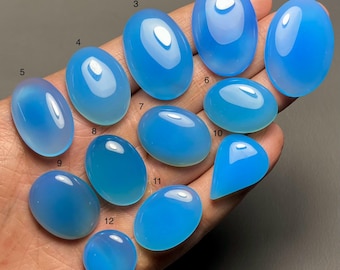 Blue Chalcedony Top Grade Quality Amazing Cabochon Loose Gemstone For Making Jewelry Code ZL-215