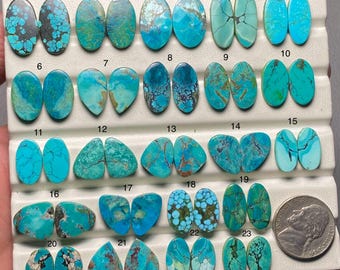 Tibetan Turquoise Pair 100% Natural Gemstone Cabochon For Making Jewelry Code ZL-97