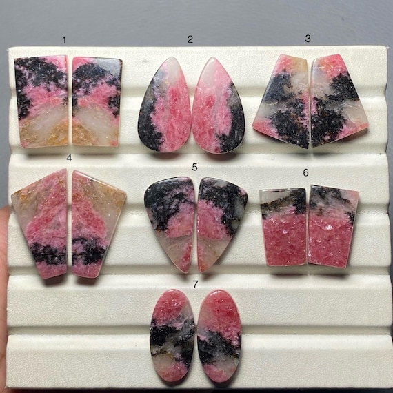 Rhodonite Pair A One Quality 100% Natural Cabochon Loose Gemstone For Making Earring Code ZL-543