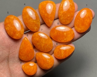 Orange Calcite Top Grade Quality 100% Natural Cabochon Loose Gemstone For Making Jewelry Code ZL-606