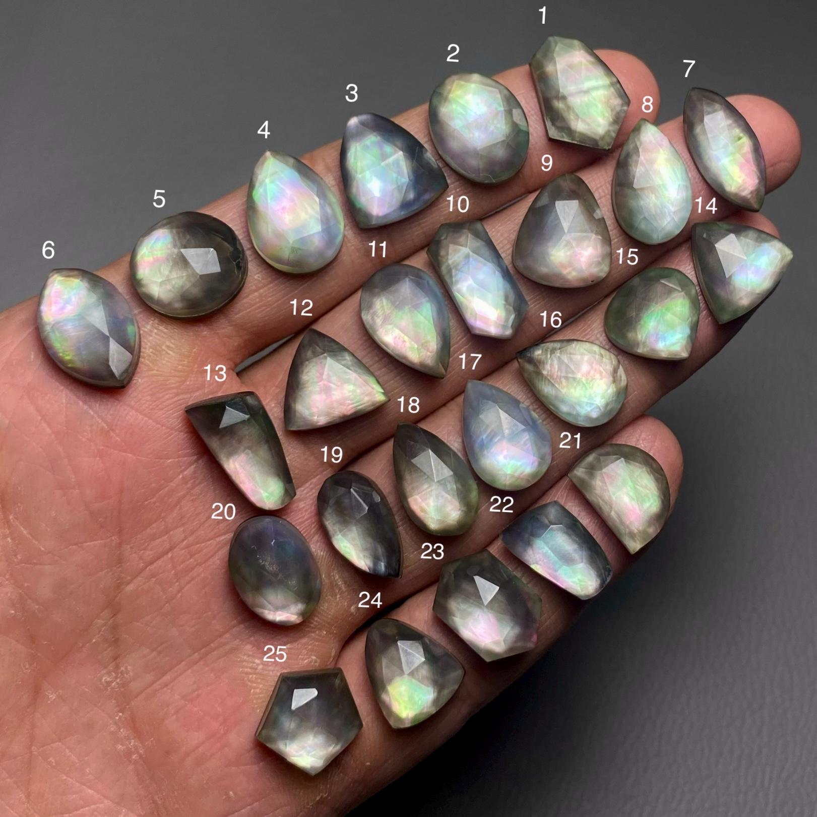 Rainbow Mother Of Pearl & Crystal Doublet Rose Cut Top Grade Quality Amazing Cabochon Loose Gemstone For Making Jewelry Code ZL-266