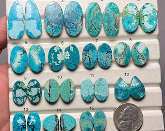 Tibetan Turquoise Pair 100% Natural Gemstone Cabochon For Making Jewelry Code ZL-94