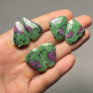 Ruby Zoisite Rose Cut Pair Top Grade Quality 100% Natural Ruby Cut Loose Gemstone For Making Earring Code ZL-1368