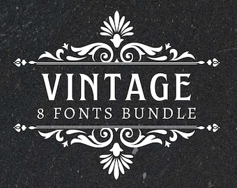 Vintage and Medieval Fonts Bundle - Retro Script, Procreate Font, Commercial Use - Blackletter, Tattoo, Gothic Typography