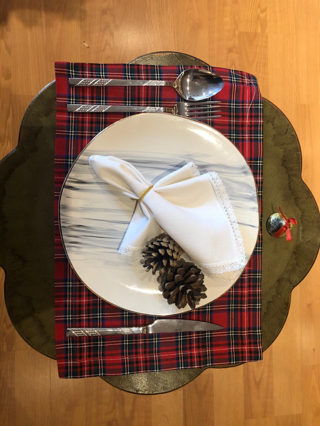 100 Linen Red Plaid Placemats 30x40cm Etsy