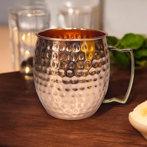 BUYERWELL Hand-Hammered Copper Moscow Mule Mug - Rustic Elegance for Your Cocktails