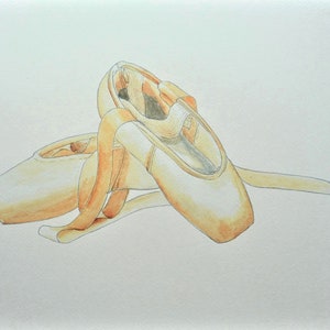 Ballet pointe chaussures aquarel art print avec devis motivationnel optionnel, peinture, décoration murale de la maison