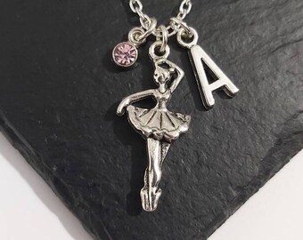 Personalised Ballerina Necklace, Birthstone Necklace, Ballet Necklace, Ballet Gift, Ballet Lover Gift, Gifts for Girls, Necklace for Girls