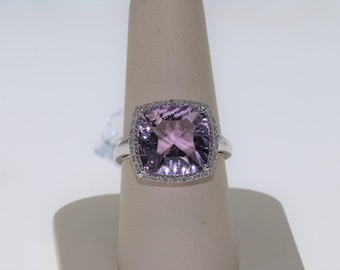 10K WG Amethyst (5.77ct) & Diamond Ring (.15ctw)