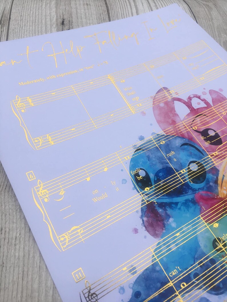 Lilo and Stitch Cant Help Falling in Love Art Poster Music Etsy