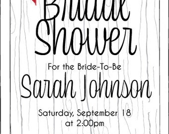 Personalized Minimalist Woodgrain Bridal Shower Invitation • Printables • PDF Download