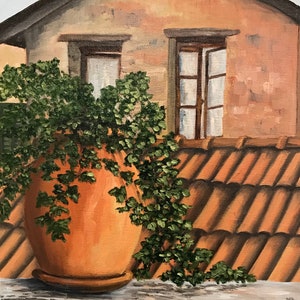 Italy Painting-Oil Painting-Original Oil Painting-Italy-Apricale-From the Balcony-15x12