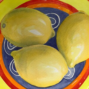 Lemon Painting-Watercolor Painting-Original Watercolor-3 Lemons-8 x 10
