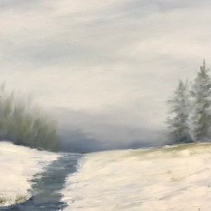 Winter Painting-Oil Painting-Winter Landscape Painting-12 x 12- Winter