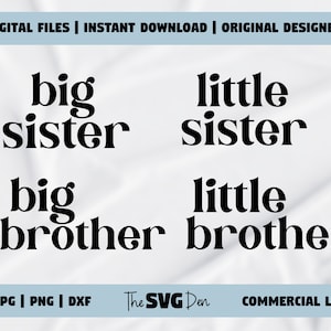 Großes und kleines Geschwister-SVG-Bundle, Bruder-Schwester-Zitate für Kinderbekleidung, Bilddateien mit Lizenz, perfektes Geschenk für Geschwister