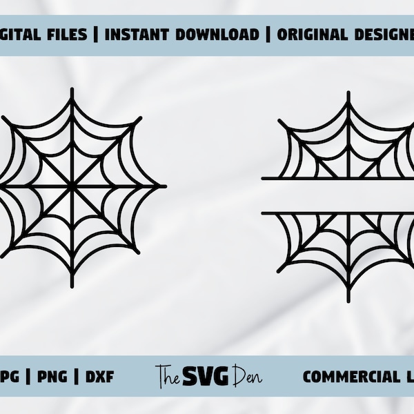 Bold Spiderweb SVG Bundle - Full & Split Web Designs for DIY Shirts and Sweaters, Perfect for Halloween Gifts, Business License Included