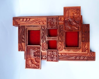 Hidden Compartment Safe Stash Puzzle Jewelry Box Lock Key Wood Brain Teaser Gift Idea Keepsake Green